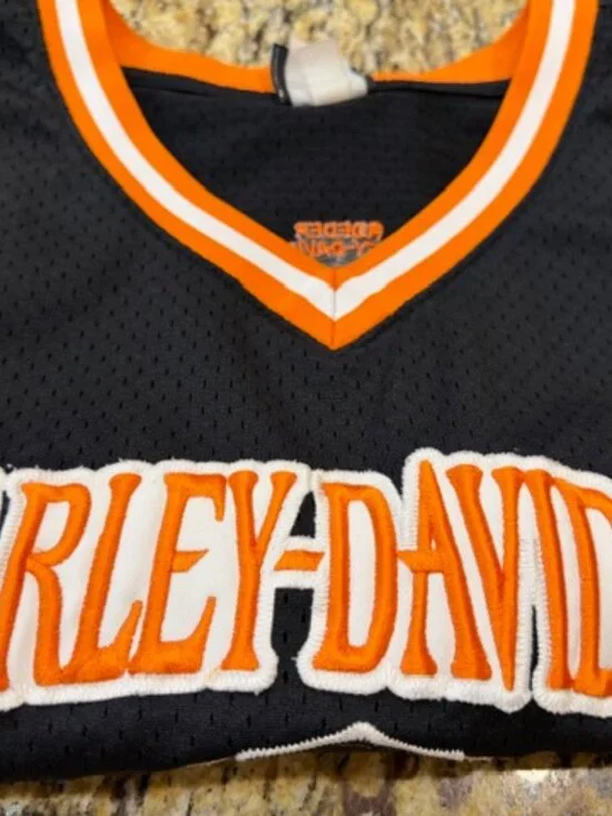 🏍️ VTG Harley-Davidson Mesh Basketball Jersey Tank Mens Large Biker Roeder Ohio - Picture 12 of 13